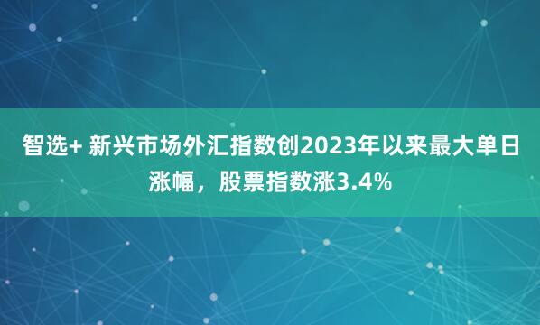 智选+ 新兴市场外汇指数创2023年以来最大单日涨幅，股票指数涨3.4%