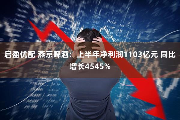 启盈优配 燕京啤酒：上半年净利润1103亿元 同比增长4545%